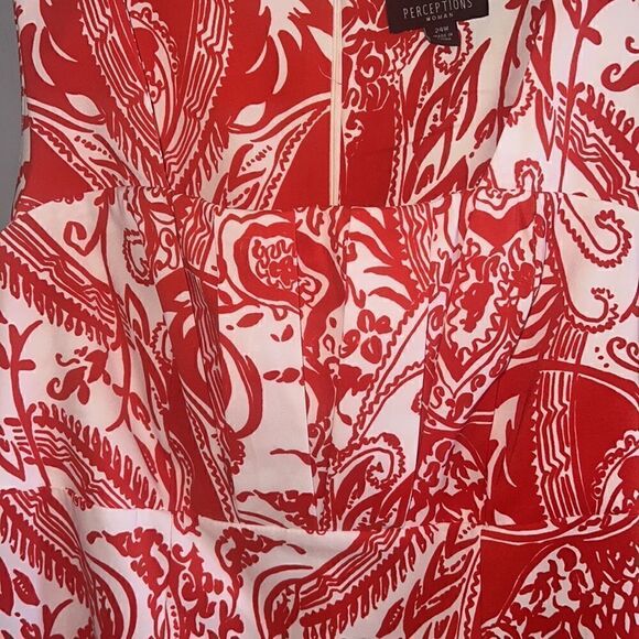 Women’s size 24W is sleeveless red and white spring summer midi dress - Picture 7 of 12